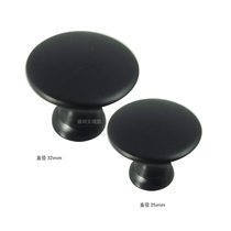 Modern simple dumb black single grain cabinet wardrobe cabinet door drawer round single hole black handle W5022