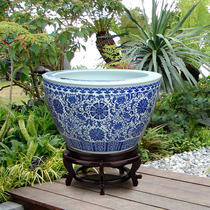 Send the base Jingdezhen ceramic fish tank calligraphy and painting cylinder Storage tank water tank Lotus seed cylinder Large small Cuihua lotus cylinder