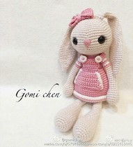 Crochet illustration long-eared rabbit doll doll doll electronic illustration diy tutorial Non-finished product