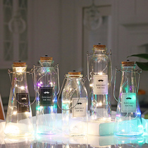LED luminous Starry Sky bottle glass wooden plug wishing lamp bottle romantic restaurant room decoration men and women creative gifts