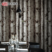 Retro forest wood grain Birch wallpaper imitation wood Barber Shop restaurant wallpaper shop decoration clothing store original wood color