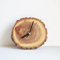 (Traces of time·Elm table clock)Creative simple solid wood ring natural small table clock (without alarm)