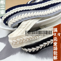 Woven cotton belt herritter black and white webbing ethnic style decorative accessories belt flat pants waist rope hat drawstring drawstring strap