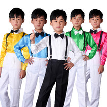 61 Childrens performance suit bib pants Recitation performance suit Middle school chorus suit Boy little host boy