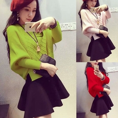秋装新款韩版大码女装名媛气质蝙蝠袖毛衣针织衫