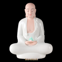 16 inch sitting on the Tibetan King Bodhisattva Jiuhuashan Jizang Han white marble art body to complete the Buddhist Buddha statues craftsmanship