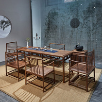 Chinese tea chair solid wood paint-free old Elm tea room tea table leisure table tea ceremony table hot-selling black walnut furniture custom