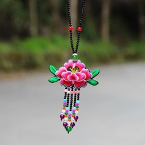 Autumn Winter New Ornament Female Decoration Ethnic Wind Ornament Original Double-sided Embroidered String Beads Sweater Chain Long Necklace Item Circle