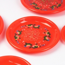 Wedding Wedding candy plate Festive red plastic disc square plate size plate Fruit plate Worship Buddha worship plate