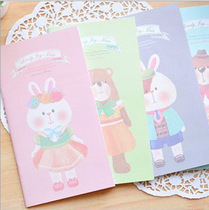 Korean stationery YF13-507 Bear rabbit family long strip color page diary booklet 4 24 pages 2428