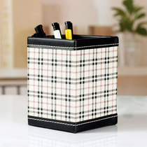 Fashion leather square pen holder creative pen barrel desktop storage office supplies hotel supplies free mail