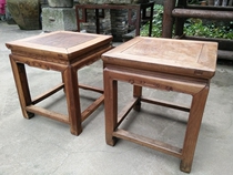 Qing Dynasty beech wood square stool * two tea stools * placed in the tea room is good (bag old bag really)