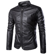 New British vintage motorcycle leather slim motorcycle motorcycle riding leather jacket Male Punk stand-up collar leather jacket cool