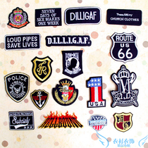 Badge cloth patch patch 2017 new large black denim English decorative embroidery hole repair subsidy flower