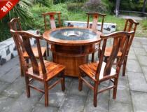 Manufacturers custom marble hot pot tables and chairs Induction cooker Liquefied gas gas stove Solid wood cabinet type hot pot table round table