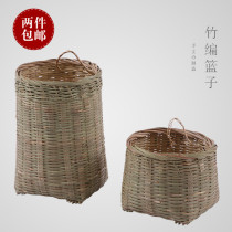 Handmade bamboo woven bamboo basket Small basket Tea set storage basket Chopstick cage Chopstick tube wine basket Filter Dried fruit basket Bamboo basket