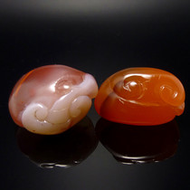 Jade Jian Natural Jade South Red Agate Su Gongs beautiful color carving a pair of jade Ruyi couples childrens gifts