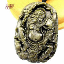 Natural Gold Yao stone Zhong Kui Obsidian pendant Mens jewelry pendant Pendant Natural Gold Yao stone pendant Zhong Kui pendant