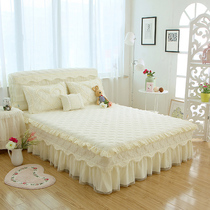 Padded princess bed skirt Bedspread single piece lace summer protective cover 1 8x2 0*2 2m bed cover headboard cover