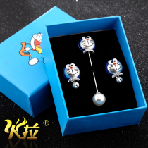 Doraemon cute cartoon long small brooch female Korean jewelry Shirt robot cat mini collar pin buckle pin accessories
