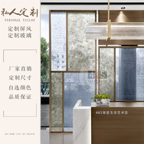 Custom art glass screen partition clip silk glass clip silk light luxury villa dedicated