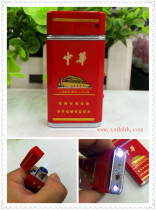 Red classic color printing with double lamp banknote inspection lighting Metal direct charge windproof lighter creative gift