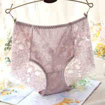 3 boxes of boxed high waist sexy lace underpants woman without marks big code lifting hip closing transparent triangular pants pure cotton 100%