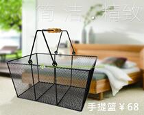 Paiya supermarket shopping basket wrought iron portable basket hardware basket simple and exquisite picnic storage basket