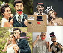 Childrens studio props 2021 new couple wedding photography photo props travel hat beard lips