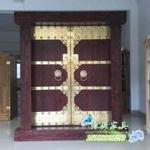 Solid wood door Chinese-style retro villa double door old elm antique courtyard Huali teahouse rural temple courtyard door