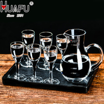 Household crystal glass White glass wine dispenser Chinese small wine cup set bullet Cup Cup one cup wine bottle bottle wine set