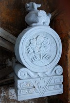 80cm blue stone auspicious door drum a pair of Huian stone carving Lotus relief drum stone Zhaocai town house feng shui ornaments