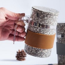 Special class medical stone water glass with cover mark cup Alkalescent water cup healthcare gift tea cup with handle