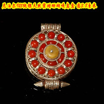 Nepal handmade 925 sterling silver natural beeswax Ruby ga wu he ga House cartridge karma black box circle 3 8cm
