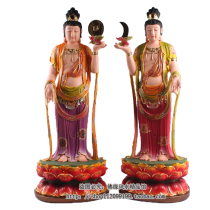 24-inch Oriental Sansheng Sunlight Bodhisattva Moonlight Bodhisattva Religious Buddhist Statue Resin Dunhuang Color K Gold Single Zun Price