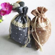 Harajufeng starry point lace stitching drawstring tie mouth pure cotton cloth storage small cloth bag small sack custom