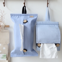 Japanese towel bag cotton linen cloth tissue box can be hung type paper bag roll paper bag set table car tissue box