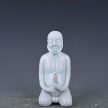 Song Hutian kiln shadow green glaze figure hold pot antique antique antique porcelain