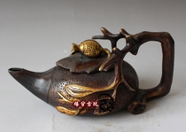 Antique Bronze Collection Gilded Copper Pot Ornament Antique Pure Copper Tree Branch Copper Pot Home Crafts Decoration