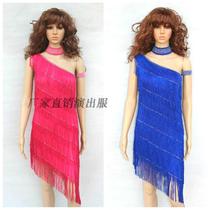 Adult Latin dance costume new slanted shoulder tassel Latin dance dress Latin dance womens competition table performance costume