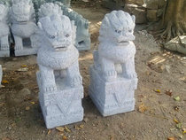 50cm white stone continuous Beijing lion stone lion lion look at the door lion a pair of Evil Town House ornaments Huian stone carving crafts