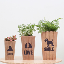 American creative cute animal succulent plant flower pot ornament personality imitation wooden box micro landscape potted decorative flower