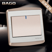 Baigao champagne golden switch socket panel single link 1 open double control switch 86 Type home headboard wall