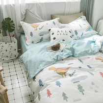 ins Nordic simple style pure cotton 4 four-piece cartoon Korean pastoral cotton student dormitory three-piece fitted sheet
