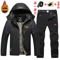 New Winter Assault pants sports Outdoor Plus velvet padded trousers set windproof and warm Mens mountaineering suit