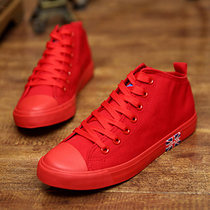 Spring mid-State Couple Sailing Shoes Women Mens Big Red Cloth Shoes Han Edition Tide Black Whiteboard Shoes High Bunch of Students Single Shoe