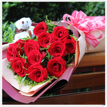Red roses 12 bouquets Shanghai flower shop Valentines Day order flowers to send flowers Jingan Huangpu flower shop