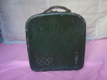 Antique collection Vinyl or Bakelite record box leather box with Olympic logo nostalgic vintage items