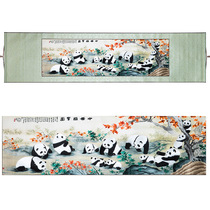 Shu Embroidery Hand Embroidered Hanging Painting Scroll Painting Single Sided Embroidery Twelve Pandas Going Abroad to Send Foreign Guests Chinese Characteristic Gifts