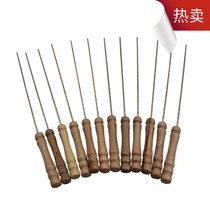 10 sets of stainless steel wooden handle barbecue signature barbecue lamb kebab skewers barbecue supplies